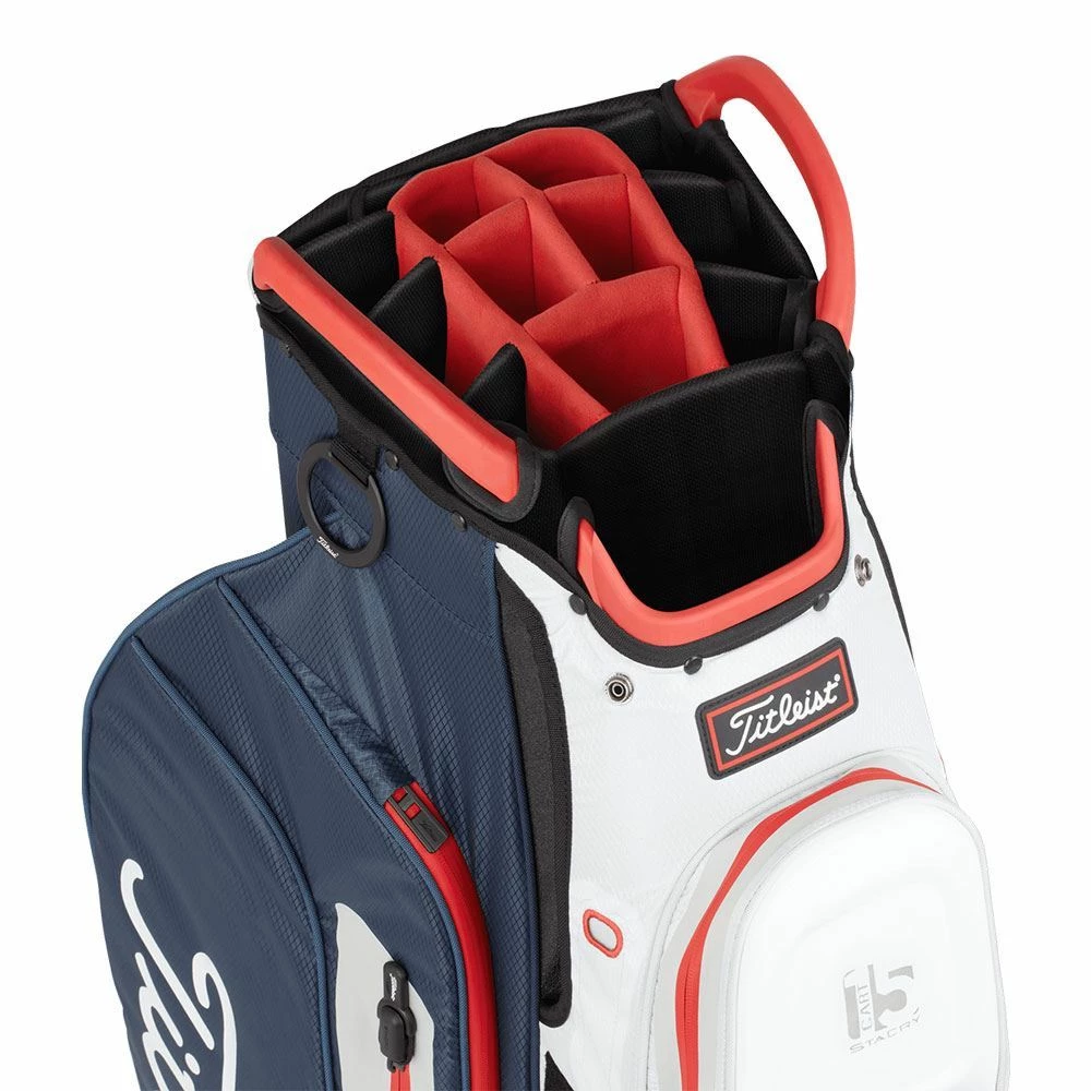 Titleist Cart 15 Stadry Golf Bag Navy White Red - Image 5