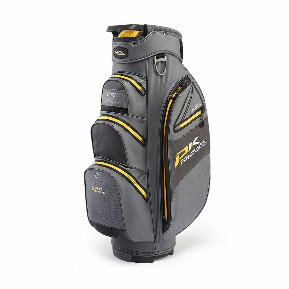 PowaKaddy Dri Tech Cart Bag - Gun Metal/Yellow